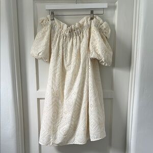 Sezane Ecru Eyelet Dress